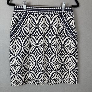 Milly Of New York Womens Geometric Print Straight Pencil Skirt  Sz 8 Blue White